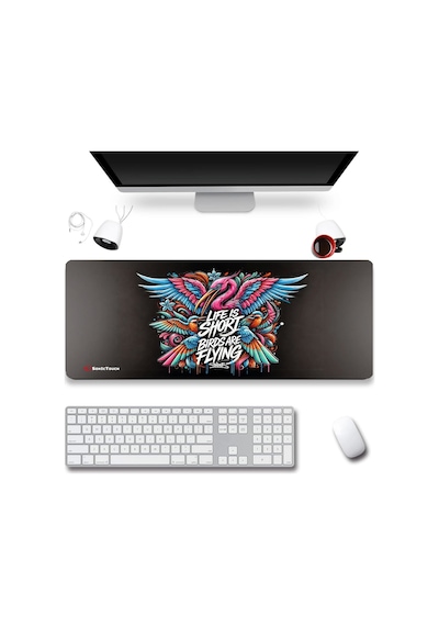 Sonictouch Ultragrand Life İs Short Birds Are Flying Grafiti Xxl Sıvı Geçirmez Gamer Klavye Mouse Pa Mousepad