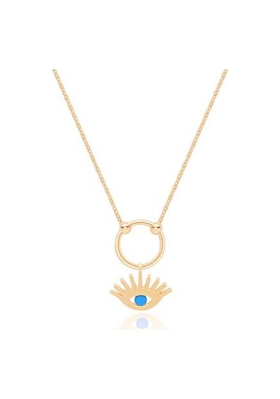 Diamond Line-Gülaylar - Sarı Altın 14 Ayar Nazar Boncuğu Kolye N11.25261