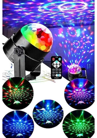 Kumandalı Sese Duyarlı Çok Renkli Led Disko Topu - Lazer Işıklı Parti Küresi Belirtilmemis