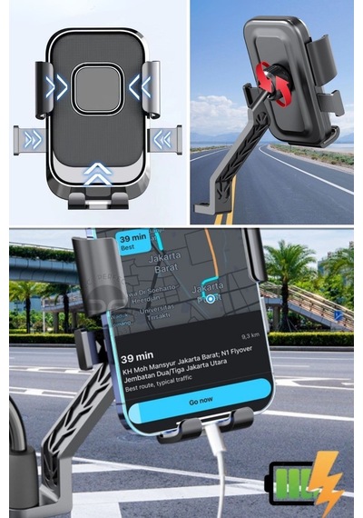 Buffer Motor,motosiklet,bisiklet ,scooter İçin 360 Derece Dönebilen Dikiz Aynası Versiyonu Telefon Tutucu Aparat Renkli