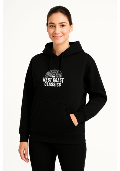 Kapşonlu Sweatshirt Oversize West Coast Classics - Siyah - Siyah
