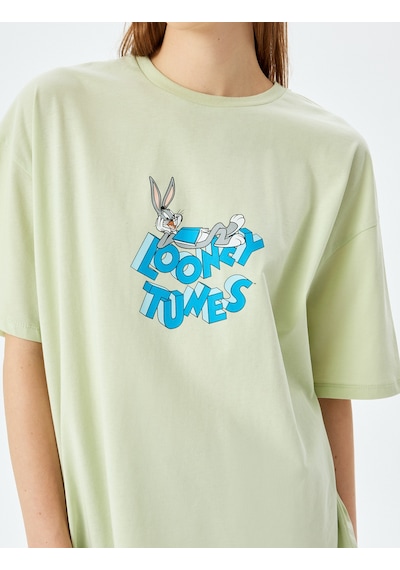 Koton Bugs Bunny Lisanslı Arkası Baskılı Pamuklu Tişört Yeşil 5sal10156ık Yeşil