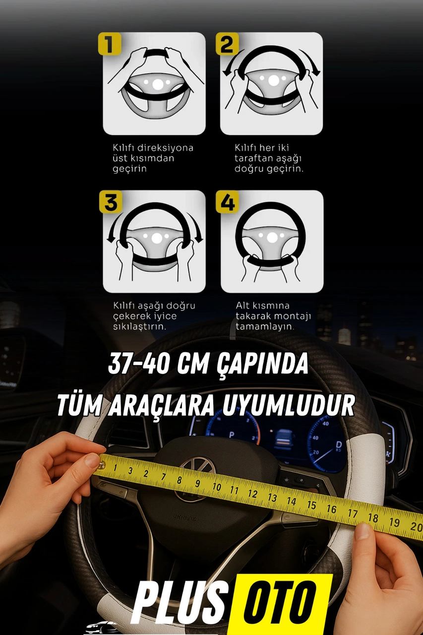Tüm Araçlara Uyumlu Geçmeli Karbon Leopar Tarçın Direksiyon Kılıfı Leopar Tarçın