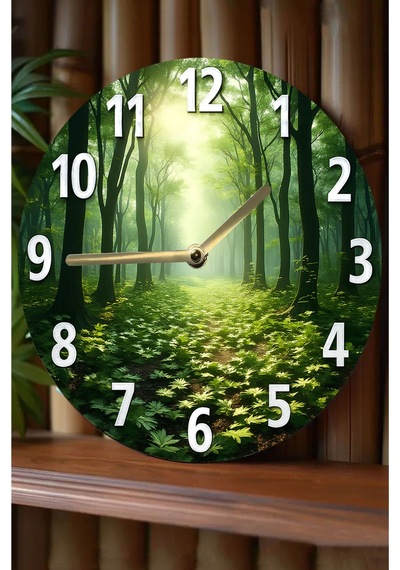 Forest Path Orman Temalı Mdf Duvar Saati Doğal Huzur Ve Sessiz Mekanizma, Kuvars Sdw224 Renkli