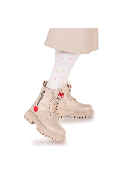 Kiko Kids Bella Günlük Fermuarlı Kız Çocuk Bot Ayakkabı Bej Bej