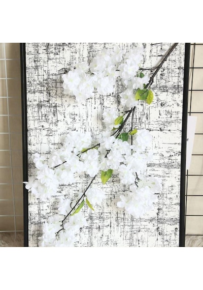 Yapay Çiçek Bahar Dalı Japon Kiraz Çiçeği 90 Cm Beyaz