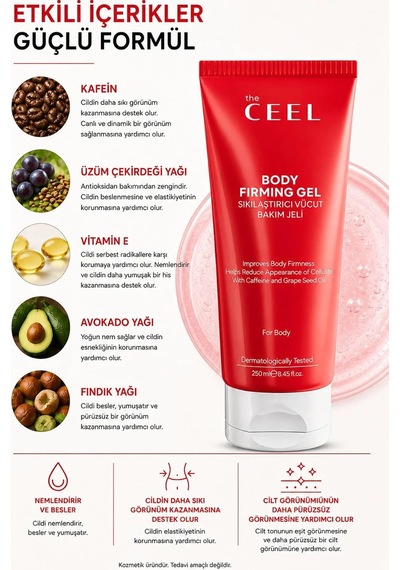 Vücut Bakım Jeli 250 Ml - Kafein, Üzüm Çekirdeği Yağı Ve Vitamin E İçeren Nemlendirici & Pürüzsüz Görünüm Destekleyici Vücut Jeli