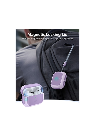 Apple AirPods Uyumlu Pro 3 2025 Orbit Hybrid Manyetik Halolock Magsafe Kılıf Lavanta