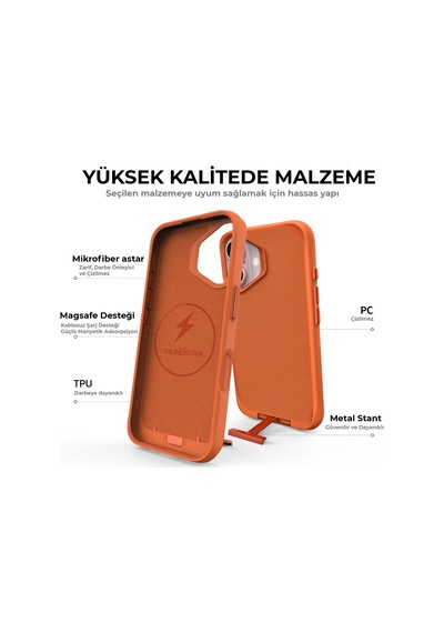Bix Apple Uyumlu iPhone 16 Plus Vortex Magsafe Kılıf Stand Özellikli 3x Korumalı Mikro Fiber İç Yüzey Turuncu Turuncu Bix Apple Uyumlu iPhone 16 Plus Vortex Magsafe Kılıf Stand Özellikli 3x Korumalı Mikro Fiber İç Yüzey Turuncu Turuncu
