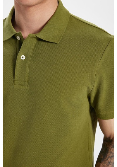 Tudors Erkek Slim Fit Dar Kesim %100 Pamuk Haki Polo Yaka Tişört-32765 Haki