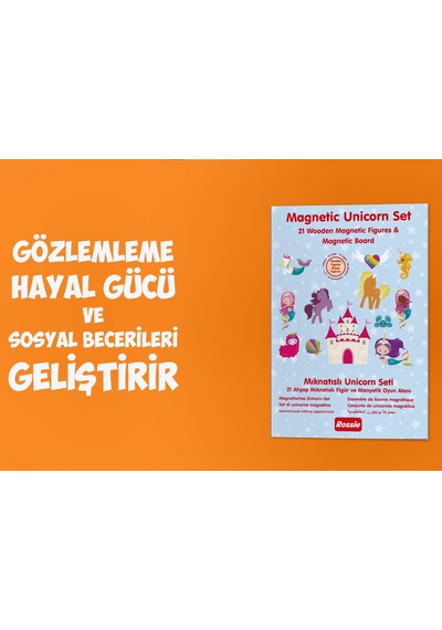 Rossie Ahşap Mıknatıslı Unicorn Oyun Seti (Manyetik Oyun Alanı)