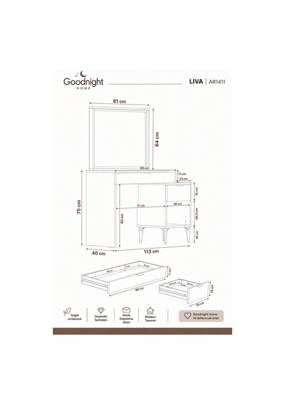 Home Liva Makyaj Masası 40x113x140 Cm Krem - 912190153 Krem Home Liva Makyaj Masası 40x113x140 Cm Krem - 912190153 Krem