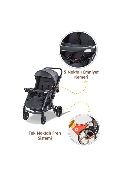 Combo Maxi Pro Çift Yönlü Bebek Arabası Siyah