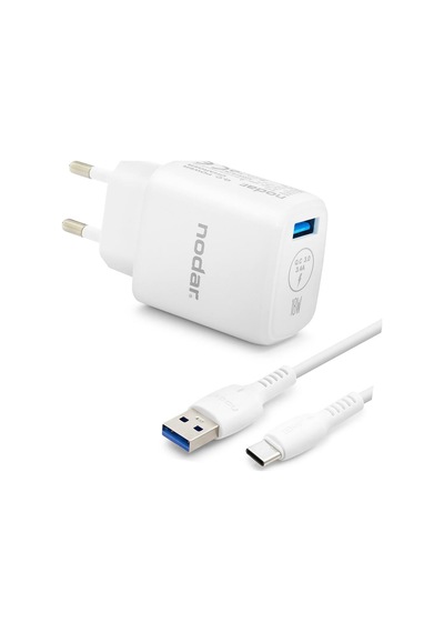 Type-c Qc 3.0 Hızlı Şarj Seti 18w 3.4a Usb Adaptörlü 1 M Pvc Kablolu Beyaz Nd1010 Evimdeyokyok