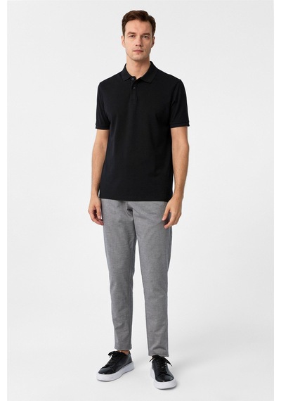 Süvari Siyah Regular Armürlü Polo Yaka Tişört-37375 Siyah