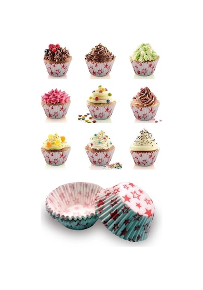 200'lü Kek Kalıbı Muffin Kağıdı Kurabiye Kalıbı Kek Kapsülü Desenli
