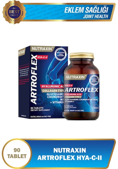 Nutraxin Artroflex HYA-C-II 90 Tablet–Tip II Kolajen, Glukozamin, MSM, Hyaluronik Asit Eklem Destek Takviyesi