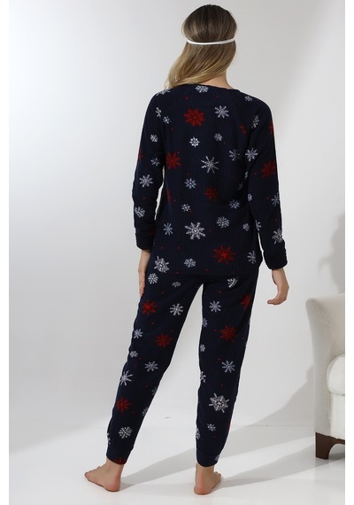 Fawn 5009 Peluş Welsoft Polar Kışlık Yumoş Kadın Pijama Takımı Lacivert Fawn 5009 Peluş Welsoft Polar Kışlık Yumoş Kadın Pijama Takımı Lacivert