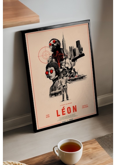Leon Siyah Ahşap Çerçeveli Poster, Film Duvar Tablosu