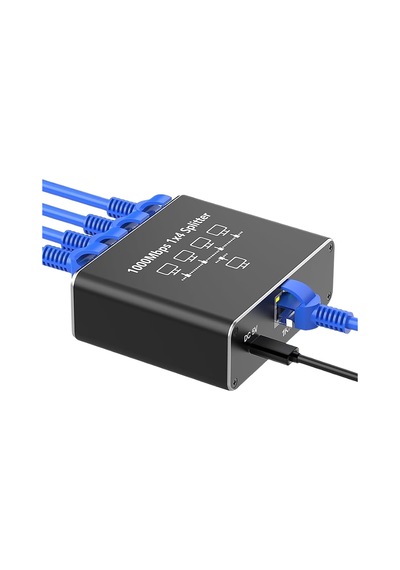 Gigabit Ethernet Splitter Lan Switch 4 Port, Tip C Güç Kablosu, 1000mbps Rj45 Ağ Dağıtıcı, Bilgisayar, Laptop, Router, Tv Kutusu İçin