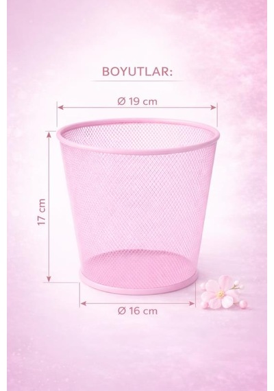 Nd-1060 Masaüstü & Masa Altı Metal File Çöp Kovası Small Organizer Toz Pembe