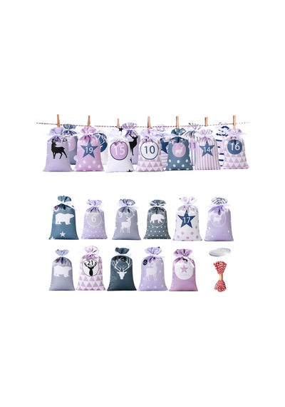 Saten Drawstring Noel Advent Takvimler Çanta - Çocuk  Sarma Atıştırmalık Keseleri Çok Renkli Standart