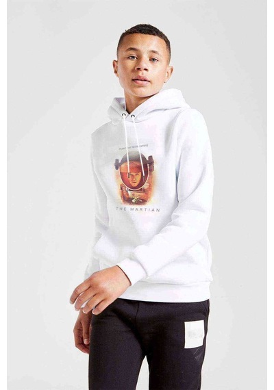 Tshirthane The Martian Baskılı Unisex Çocuk Kapüşonlu Beyaz Sweatshirt Beyaz