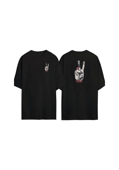 Thewert Unisex Uk London 1975 Ön Arka Baskılı Sıyah Oversize T-shirt Siyah