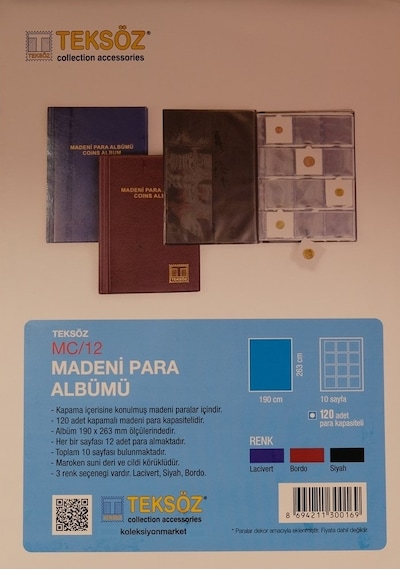 Teksöz Madeni Para Albümü Kapamalı 120 Adetlik Bordo