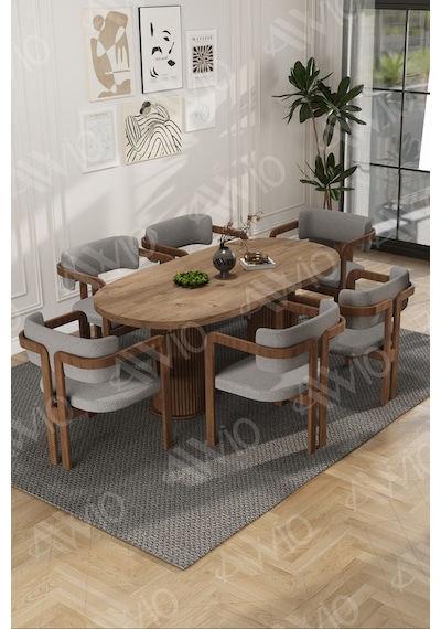 Avvio Arion Serisi Bohem Ayak 6'lı Tokyo Metal Demonte Sandalye 80x160 Masa Sandalye Takımı Akça Masa Sandalye Kahve Kumaş Gri Avvio Arion Serisi Bohem Ayak 6'lı Tokyo Metal Demonte Sandalye 80x160 Masa Sandalye Takımı Akça Masa Sandalye Kahve Kumaş Gri