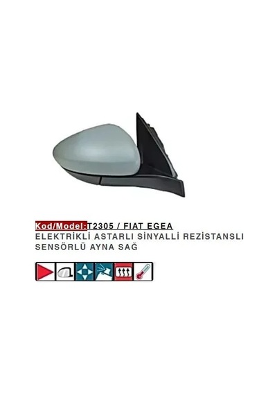 Ayna Sağ Fıat Egea / -hb-sw-cross Elktirikli Astarlı Rezistanslı Sensörlü Çok Renkli