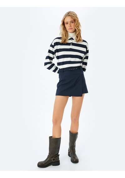Koton Polo Yaka Sweatshirt Üç İplik Şardonlu Düğmeli Uzun Kollu Rahat Kalıp Lacivert Çizgili 5wak30004pk Koton Polo Yaka Sweatshirt Üç İplik Şardonlu Düğmeli Uzun Kollu Rahat Kalıp Lacivert Çizgili 5wak30004pk