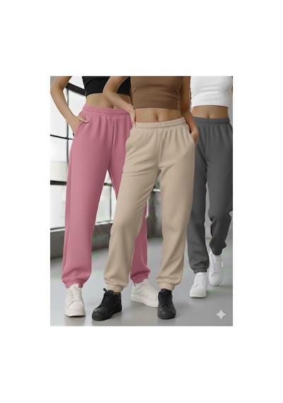 Stil X Kadın Eşofman Altı, Pastel Renkler, Üçlü Takım Çok Renkli-pembe-bej-gri Stil X Kadın Eşofman Altı, Pastel Renkler, Üçlü Takım Çok Renkli-pembe-bej-gri