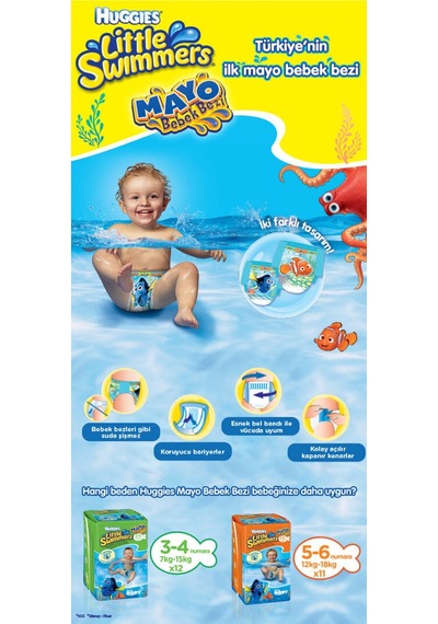 Huggıes Little Swımmers Mayo Bebek Bezi Beden:5-6 12-18kg 22 Adet 2'li