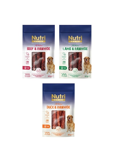 Nutri Canin Rawhide 3 Çeşit Karma Köpek Ödülü 80 Gr. X 3 Adet