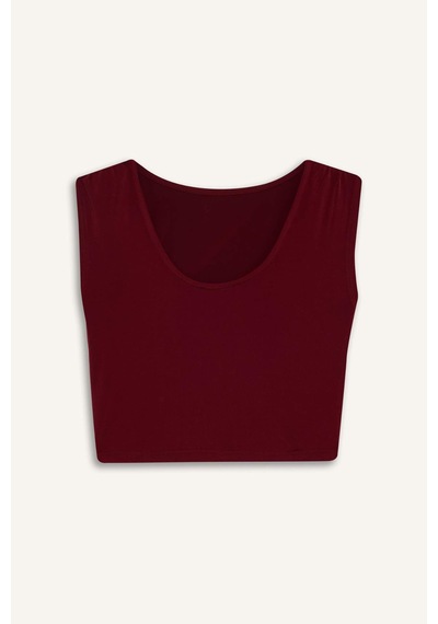 DeFacto Fitted Bisiklet Yaka Kısa Kollu Bordo Tişört E3150AX24WNBR248 Bordo