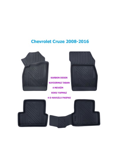 Chevrolet Cruze 2008-2016 4d Premium Havuzlu Paspas-kaydırmaz Taban