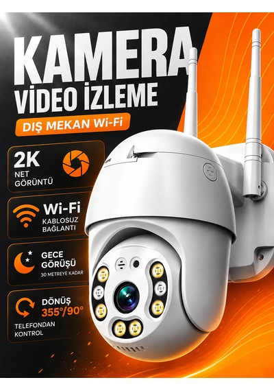 Dobest 2k Wifi Ptz Güvenlik Kamerası Kablosuz Dış Mekan 355 Dönüş 30 Metre Gece Görüşü Uzaktan Telefon Kontrollü Kamera