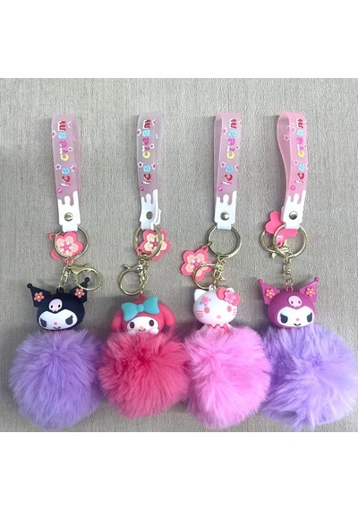 Ponponlu Kuromi Ve Hello Kitty Anahtarlık Alk4246 93503396