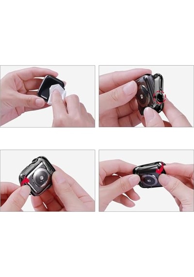 Apple Watch İle Uyumlu Series 10 Şeffaf Kılıf Ekranı Tam Kapatan Silikon Yapılı Ekran Koruma Apple Watch İle Uyuml