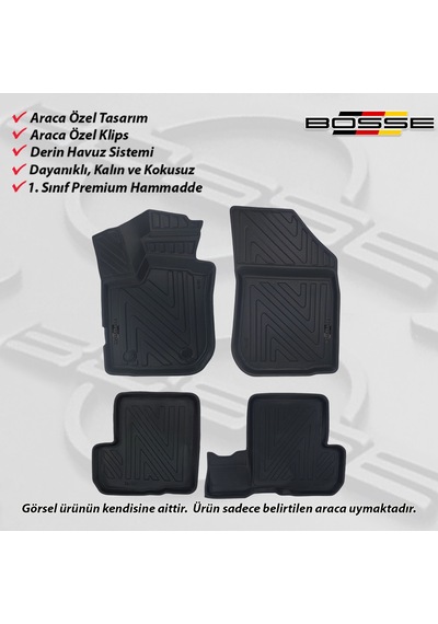 Dacia Lodgy Paspas Araca Özel 2013 2023 BOSSE 3D Havuzlu Oto Paspas