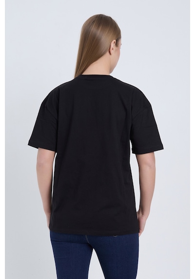 Velvoria Unisex Oversize Streetwear Baskılı Siyah Renk T-shirt