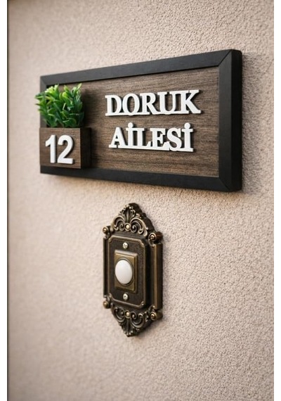 Kişiye Özel Ahşap Kapı İsimliği Çiçekli 10x20 Cm Mdf Dekoratif Kapı Tabelası