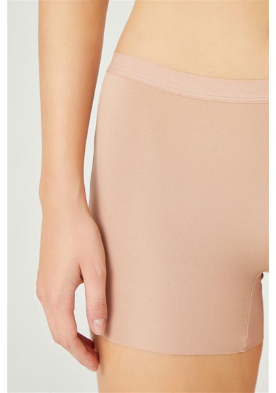 Cottonhill Kahverengi Basic Lazer Kesim Dikişsiz Kadın Boxer Kahverengi