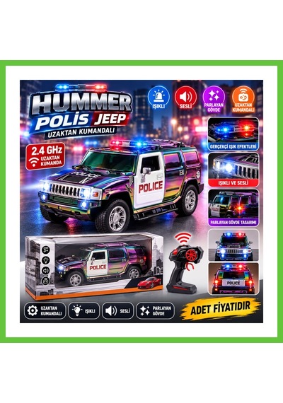 Bezos Wh327-10 Hummer Polis Jeep Parlak Oyuncak Polis Dmc