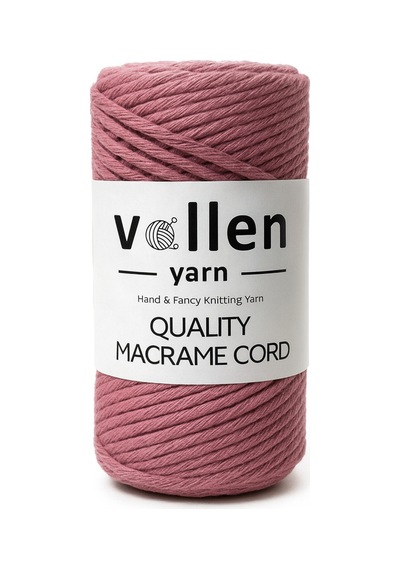 Taranan Makrome Ipi, 3mm Tek Büküm,makrome Örgü Ipi, Taranabilir Pamuk Makrome, Gül Kurusu