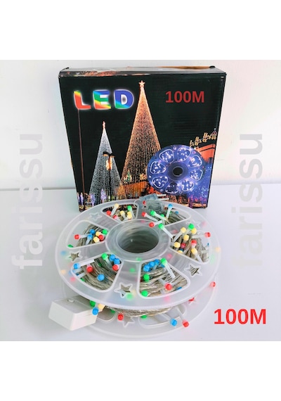 100 Metre Rgb Peri Led Işık Fişli Dış Mekan Dekoratif Şerit Yılbaşı Aydınlatması RGB