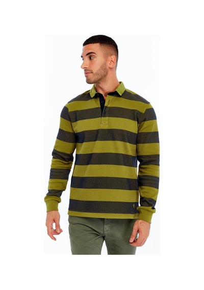 AR-MA Arma Erkek Örme Ribanalı Regular Fit Çizgili Polo Yaka Sweatshirt %95 Pamuk %5 Elastane K30554952902 Haki