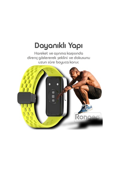 Rongep Huawei Band 10-9-8 İle Uyumlu Delikli Tasarım Air Loop Silikon Kordon Manyetik Toka Mekanizma Sku: Smg8690010102188