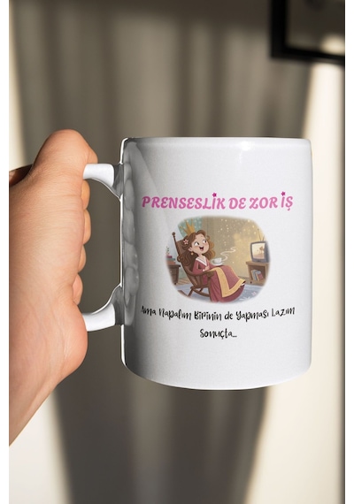Prenseslik De Zor İş Ama Birinin De Yapması Lazım Baskılı Komik Hediyelik Kupa Bardak Renkli